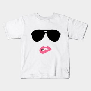 Black glasses and pink lips Kids T-Shirt